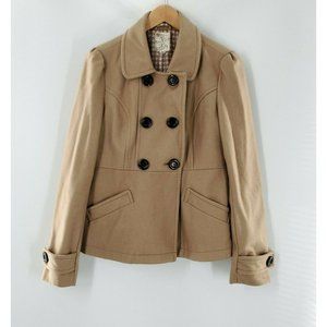 Tulle Women's Brown Button Up Coat Size M‎ Wool Blend